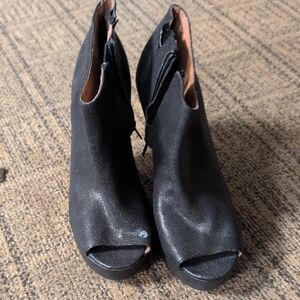 Jeffrey Campbell Black Peep-Toe Platform Boots